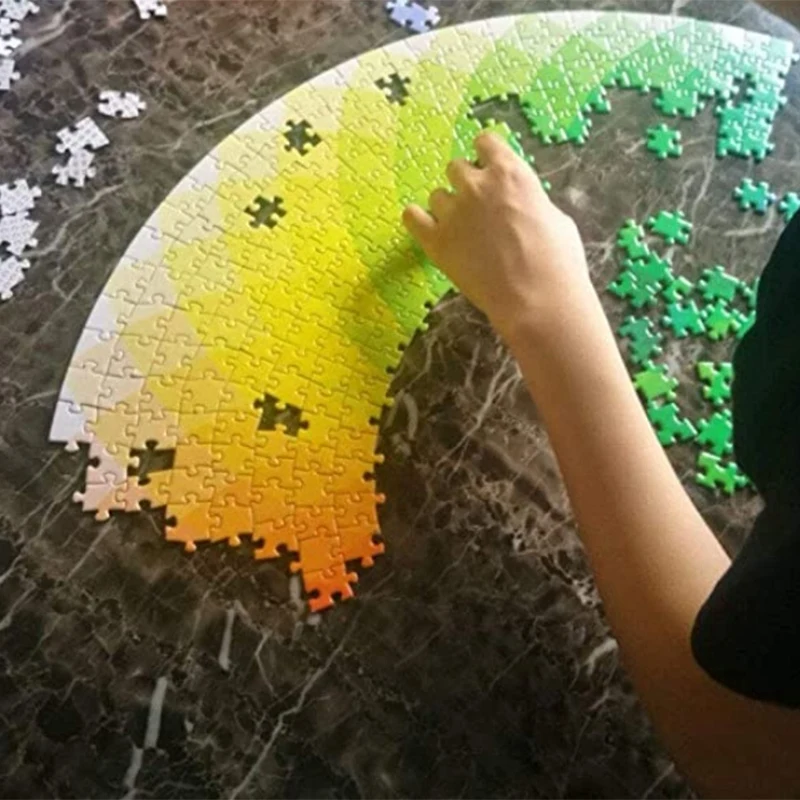 

1000 Pcs Round Jigsaw Puzzles Gradient Color Rainbow Puzzles for Adults and Kids Difficult and Challenge