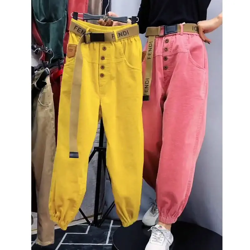 

Модные брюки-карго Y2K большого размера, флисовые вельветовые брюки для женщин, свободные штаны с высокой талией, брюки-султанки, неоново-зел...