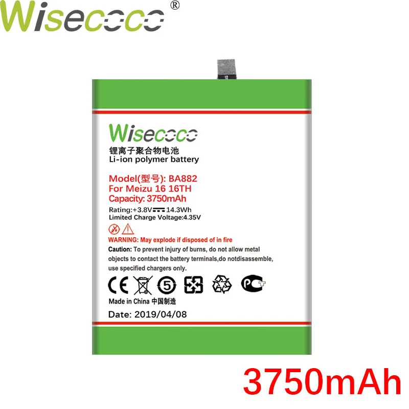 WISECOCO 3750 мАч BA882 батарея для Mei zu 16 16TM 16TH сотовый телефон новейшее производство высокое качество батарея+ номер отслеживания
