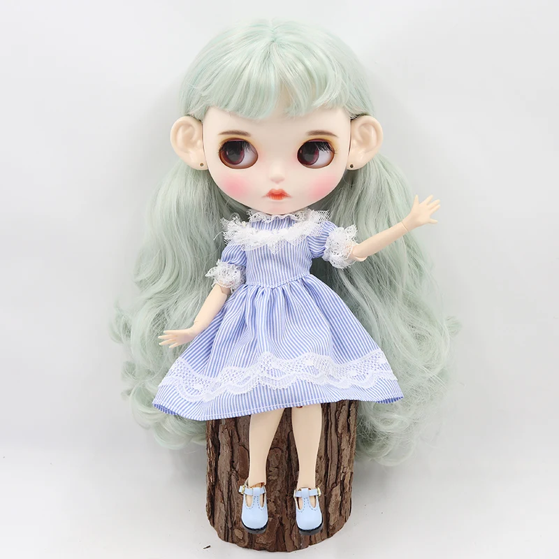 Ледяной DBS Blyth Doll1/6 bjd одежда молодой милые дамские синие кружевное Полосатое
