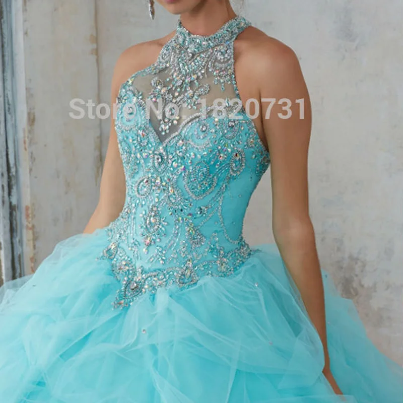 Женское бальное платье с лямкой на шее и стразами 16 лет 2020 | Свадьбы торжества