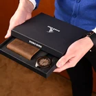 Индивидуальные мужские часы, двойной бумажник, традиционные деревянные часы для мужчин, Подарок на годовщину для сына, отца, часы