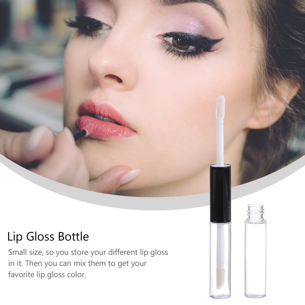 

10pcs 4ml Double Ended Refillable Empty Lip Gloss Bottles Tube with Stoppers
