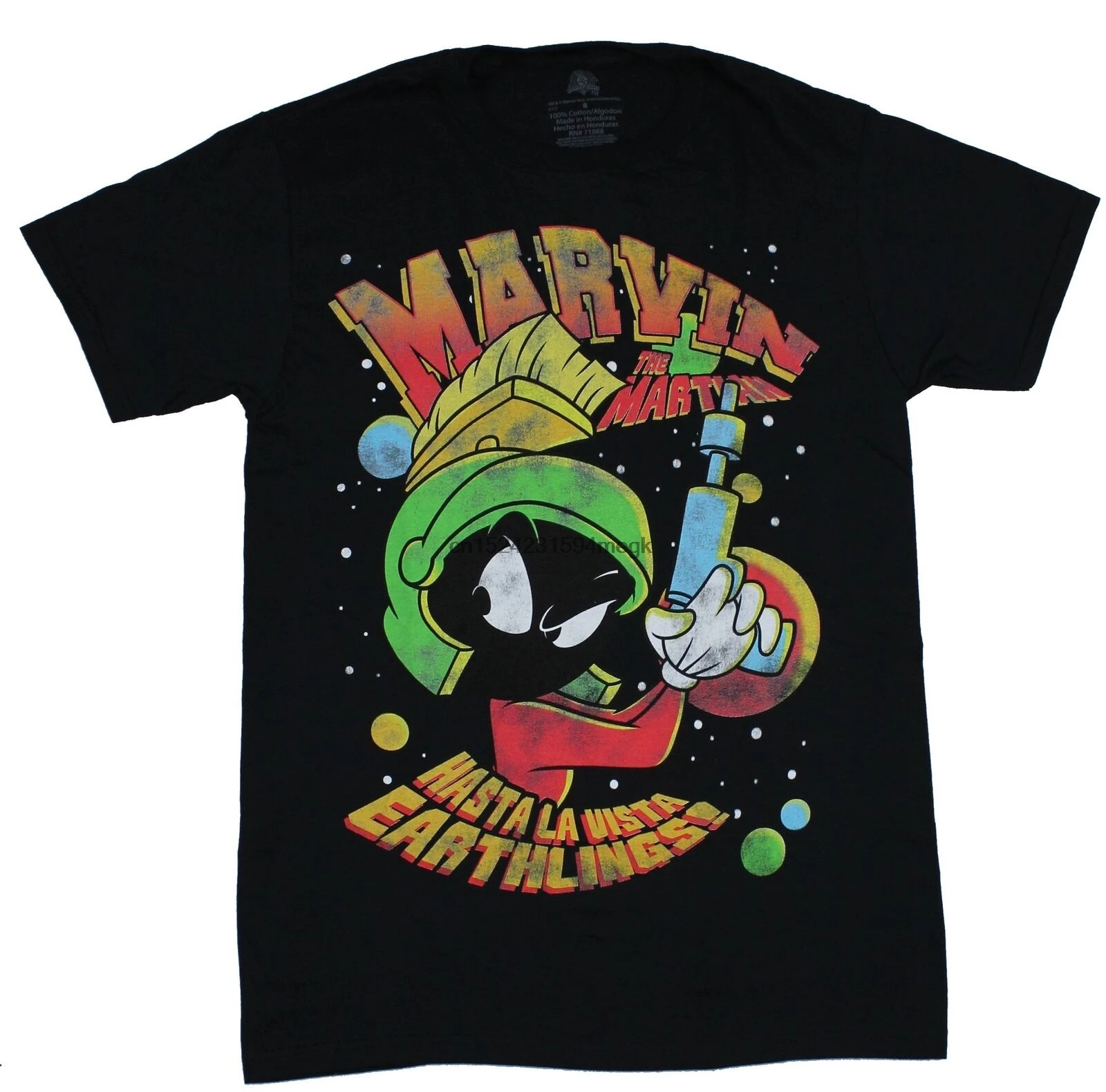 

Marvin the Martian Mens T-Shirt - Distressed Hasta La Vista Earthlings!