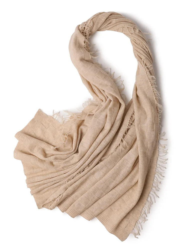 Женский длинный шарф с бахромой элегантный теплый в японском и корейском стиле