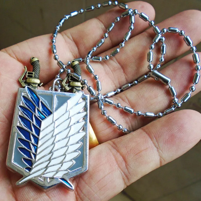 

Anime Attack on Titan Shingeki no Kyojin Survey Legion Eren Jaeger Cosplay Jewelry Necklace Keychain Prop