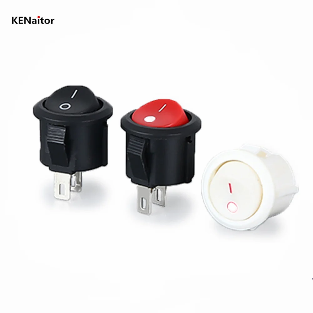 Красный черный белый 20 мм диаметр ВКЛ./ВЫКЛ. Круглый тумблер рокер 6A/250VAC 10A 125VAC