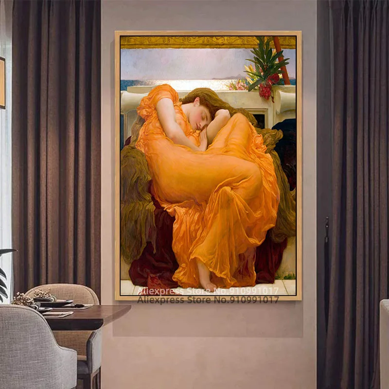 Пламеняющийся Июнь окрашенный Фредериком лордом Лейтон около 1895 года плакат