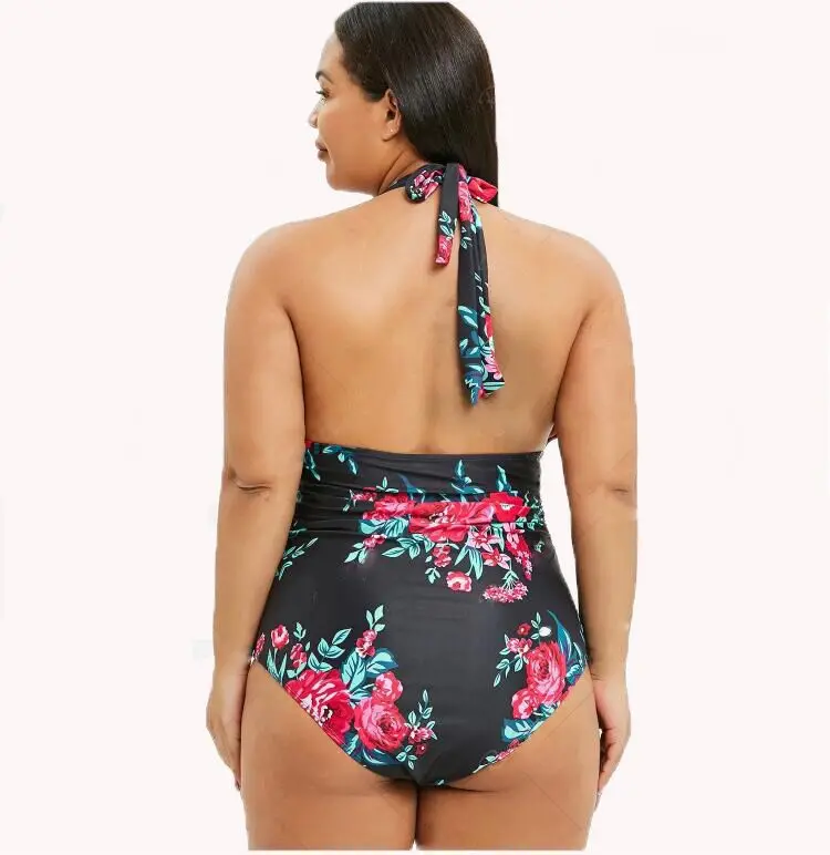 Пляжный Купальник Belle размера плюс монокини с глубоким вырезом цельный Цветочный