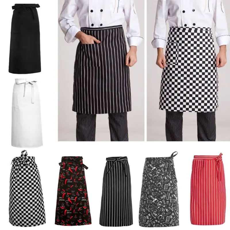 

2021 New Kitchen Aprons Half-length Long Waist Apron Catering Chefs Waiters Uniform