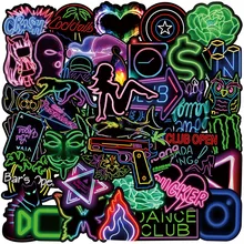 50/100PCS Neon Light Sticker Gifts Toy for Children Anime Animal Cute Decals Stickers to Laptop Phone Office Guitar Fridge Car