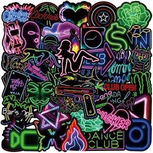 50100pcs neon light sticker gifts toy for children anime animal cute decals stickers to laptop phone office guitar fridge car free global shipping