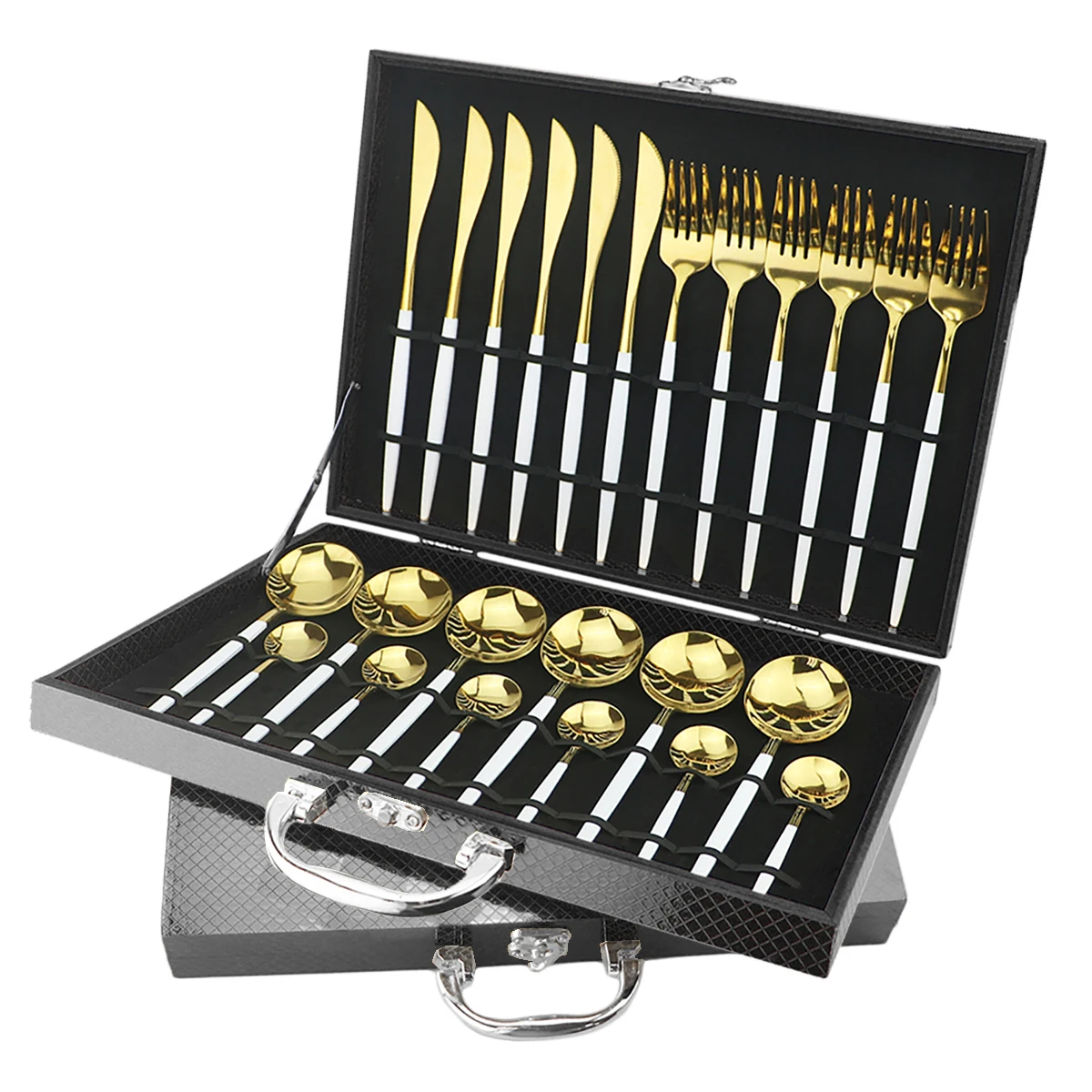 16/24 шт набор столовых приборов из белого золота посуды нержавеющей стали ножей