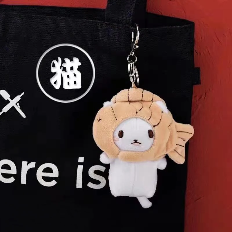 Корейский Японский брелок для ключей с изображением кота плюшевая подвеска Taiyaki