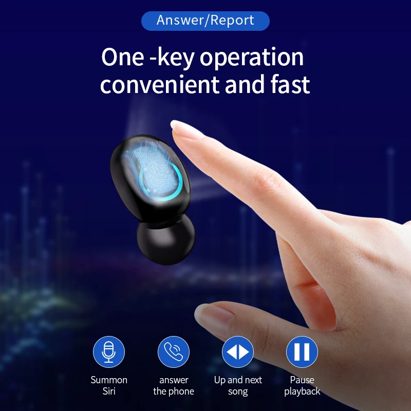 

Q66 Bluetooth Wireless Earphone Stereo Headphone Sports Waterproof Headset HD Dual Mic with 6000mAh Battery Charge Case