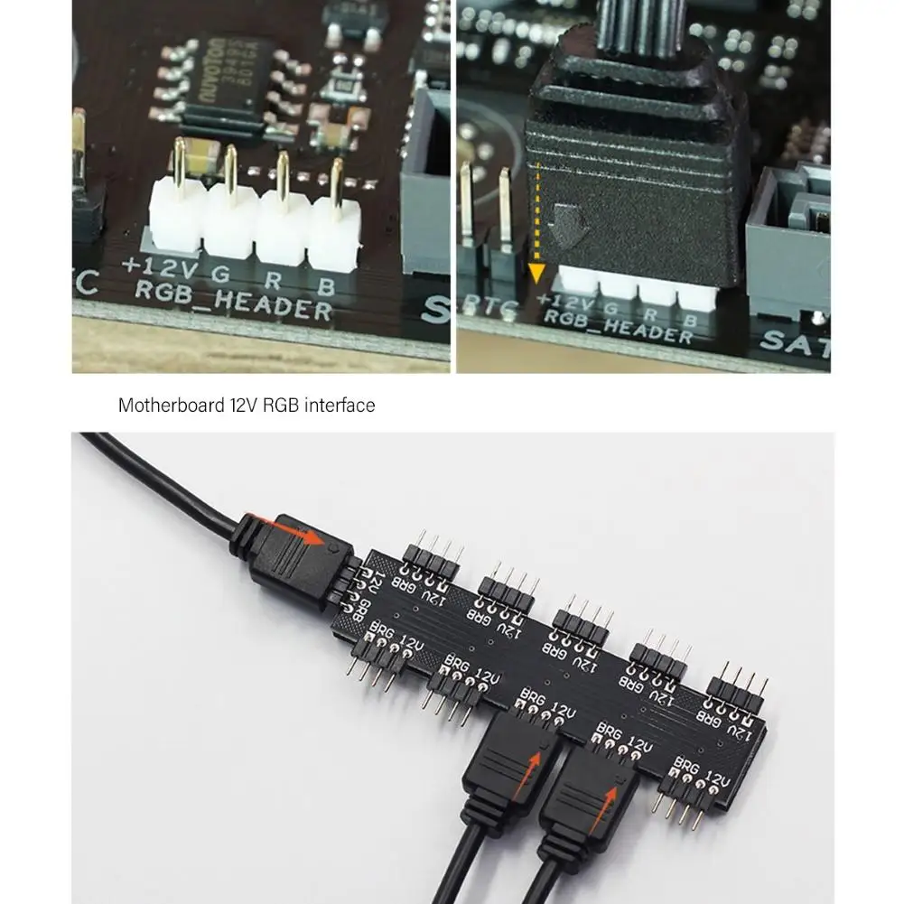 

Контроллер вентилятора охлаждения ПК, 12 В, 1-10 контактов, 4 контакта, RGB, с кабелем