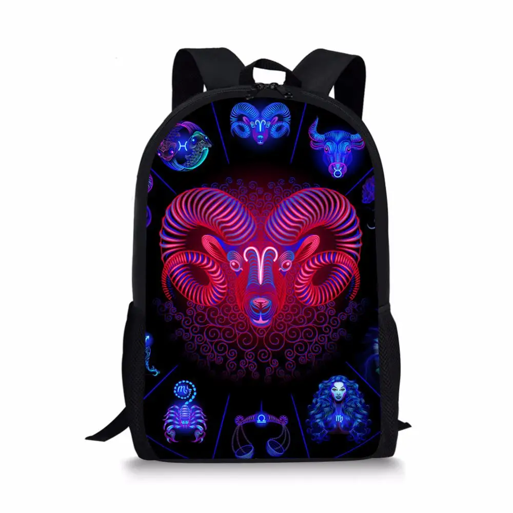 Fashion Children Backpack Picture 12 Constellations Pattern School Book Bags Cartoon Gothic Design Teenagers School Bag