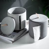 cement circular pumping box cylinder nordic creative home living room desktop roll marble pattern paper tissue box decoration