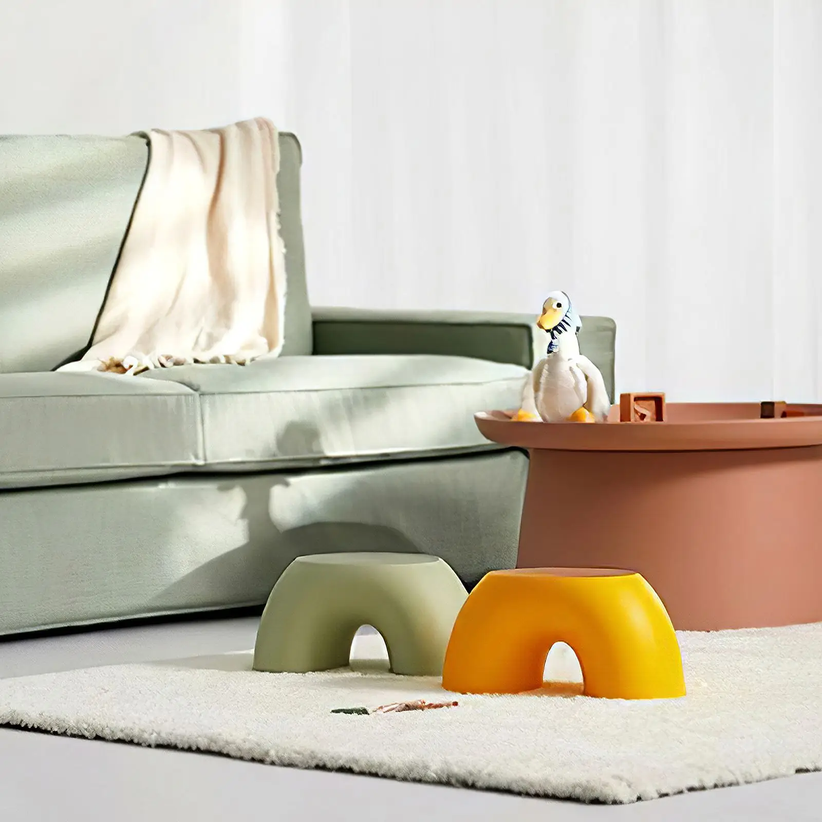 

Living Room Indoor Furniture Plastic Rainbow Shape Kids Chair Children Stool Children'S Stool Toy For Safety Kids Step Stool