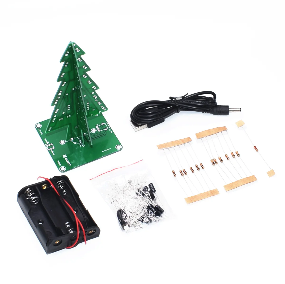 

Three-Dimensional 3D Christmas Tree LED DIY Kit Red/Green/Yellow LED Flash Circuit Kit Electronic Fun Suite