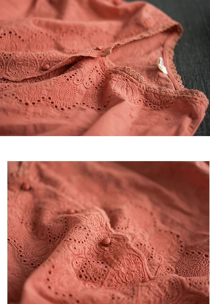 Простая Весенняя хлопковая рубашка с вышивкой и длинными рукавами Женская