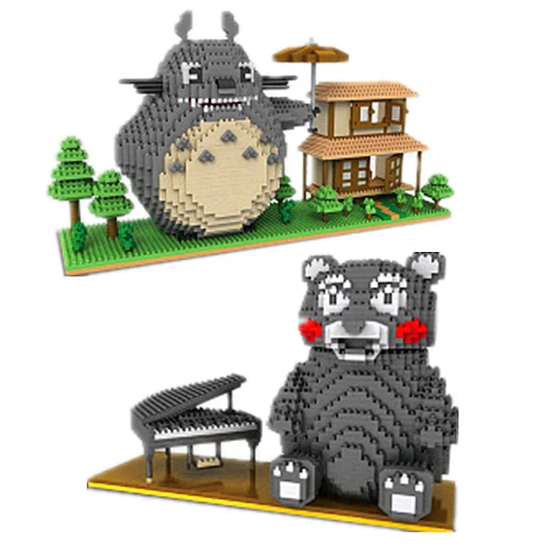 Микро-кубики YZ из мультфильма сделай сам Строительные кирпичи Тоторо модель