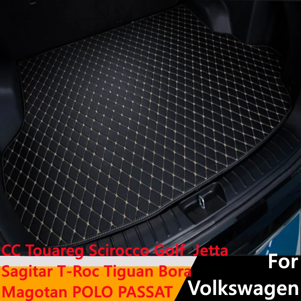 

Sinjayer Car Trunk Mat Carpet pad For Volkswagen VW CC Touareg Scirocco Golf Sagitar T-Roc Tiguan Bora Magotan POLO PASSAT Jetta