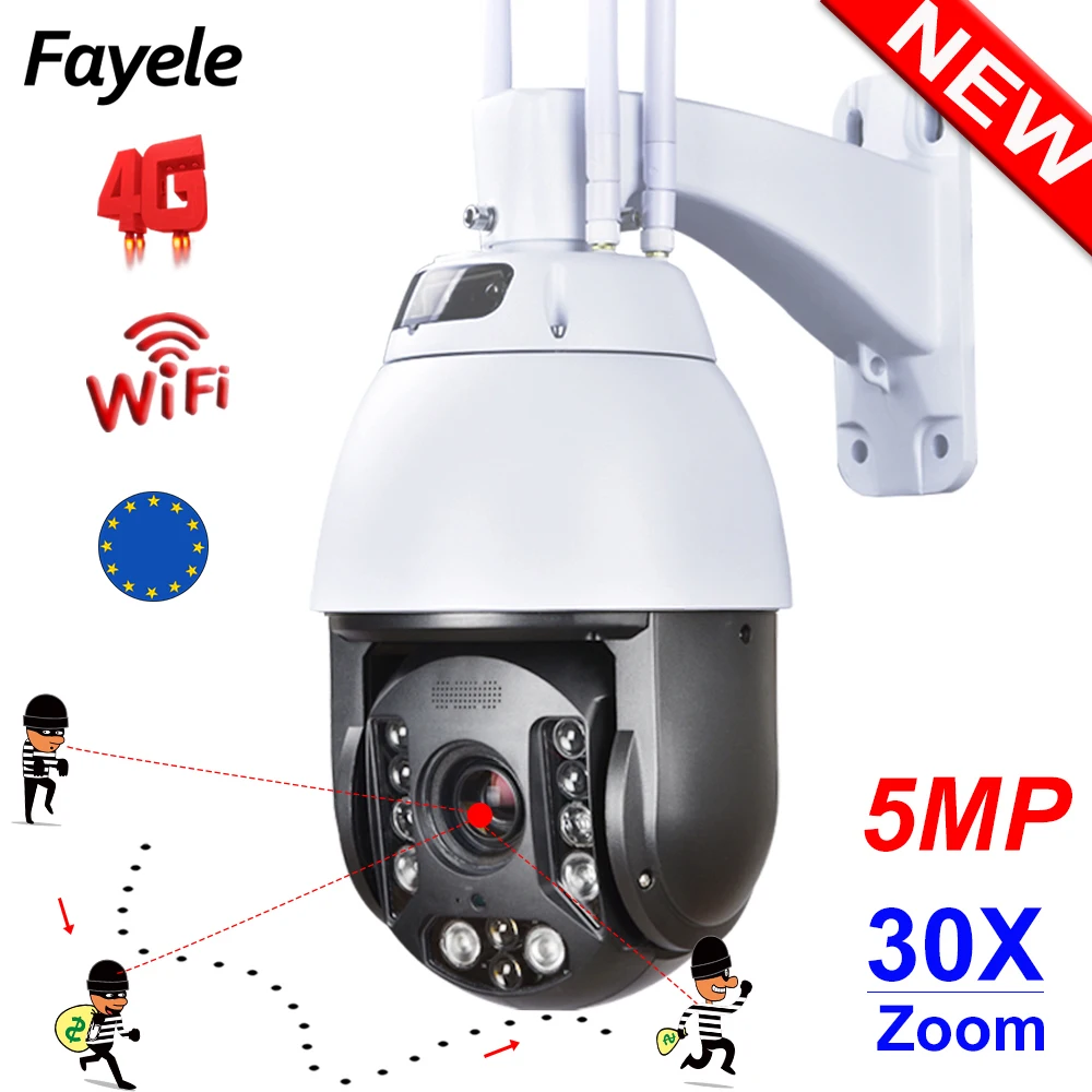 

5MP Wireless 4G Auto Tracking PTZ Camera Humanoid Detection 30X ZOOM H.265 Wifi Speed Dome IP Camera 2MP SIM SD 2 WAY Audio P2P