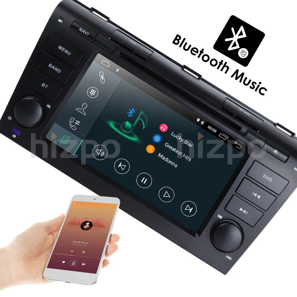 2DIN 1024*600 четырехъядерный Android9.0 подходит для Мазда 3 2004-2009 автомобильный монитор dvd-плеер навигация gps Радио canbus рулевое колесо DVR карта