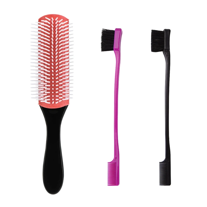 

Double-headed Eyebrow Brush Brow Detachable Massage Comb Hairbrush Set Portable Home Travel Hair Styling Tool for Ladies