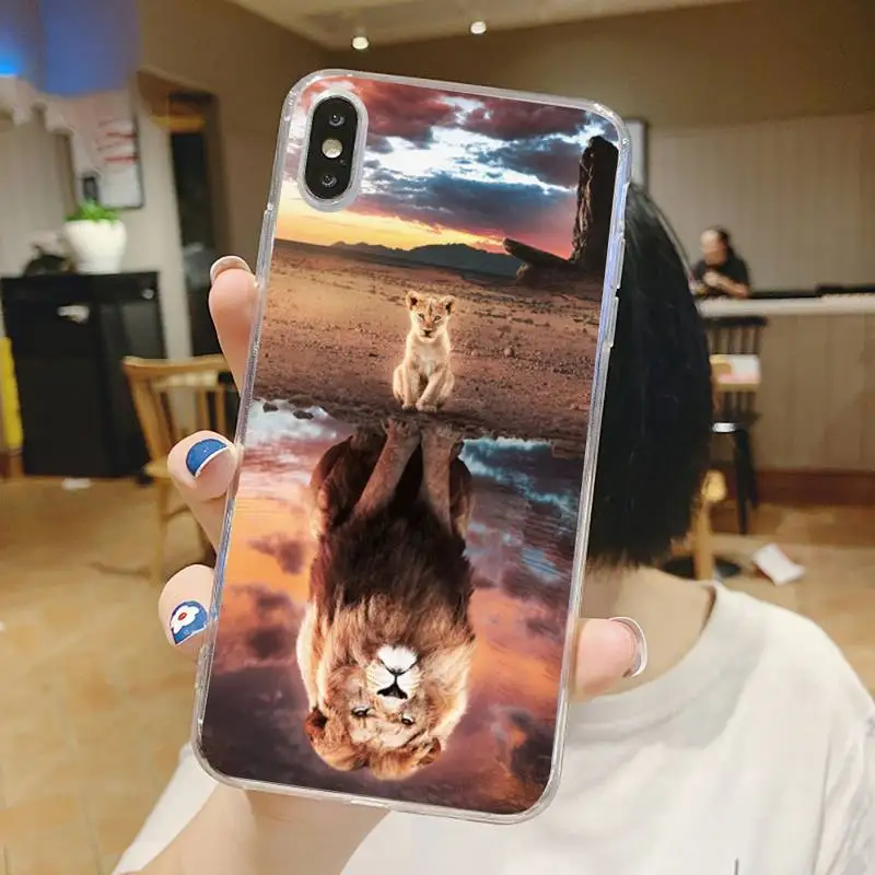 

The Lion king animal Phone Case Transparent for iPhone 6 7 8 11 12 s mini pro X XS XR MAX Plus