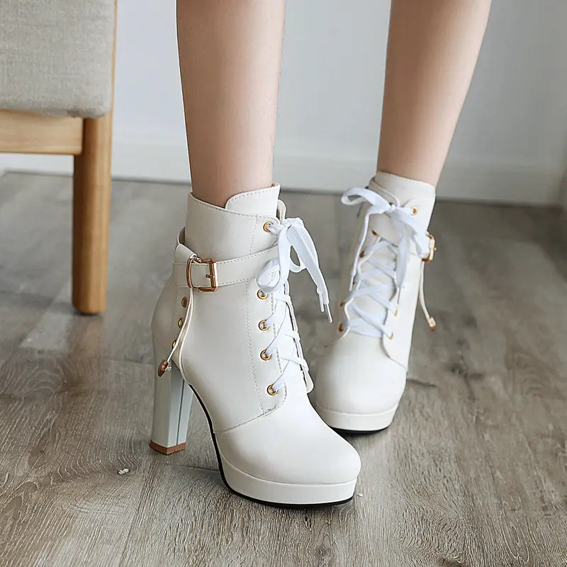 Boots Female women shoes Ankle 2020 Autumn British Wind Genuine Leather Thick With Short Boots Motorcycle Martin shoes