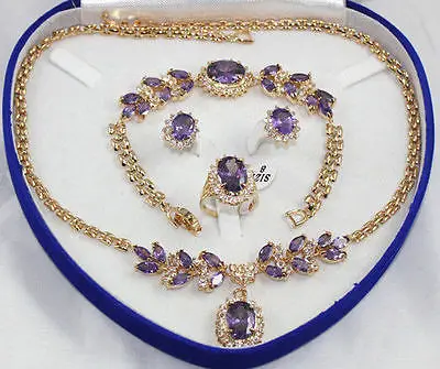 00610 Beautiful Blue Stone  Set Necklace Bracelet Earrings Ring
