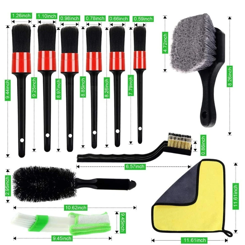 

D2TB Car Brush Set Car Cleaning Brush Set with Detail Brush Tire Brush Microfiber Cloth for Car Cleaning