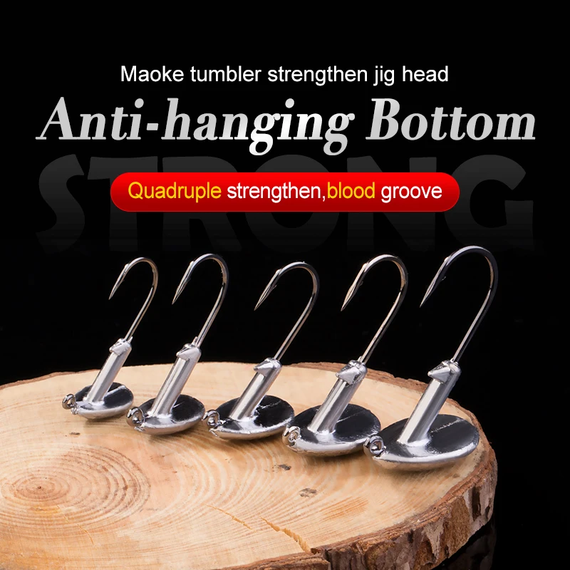 

10PCS/Lot Tumbler Lead Head Hook Jig Fishing Hook 3.5g 5g 7g 10g 14g Strengthen Barbed Hook Soft Lure fishing tackle accessorie