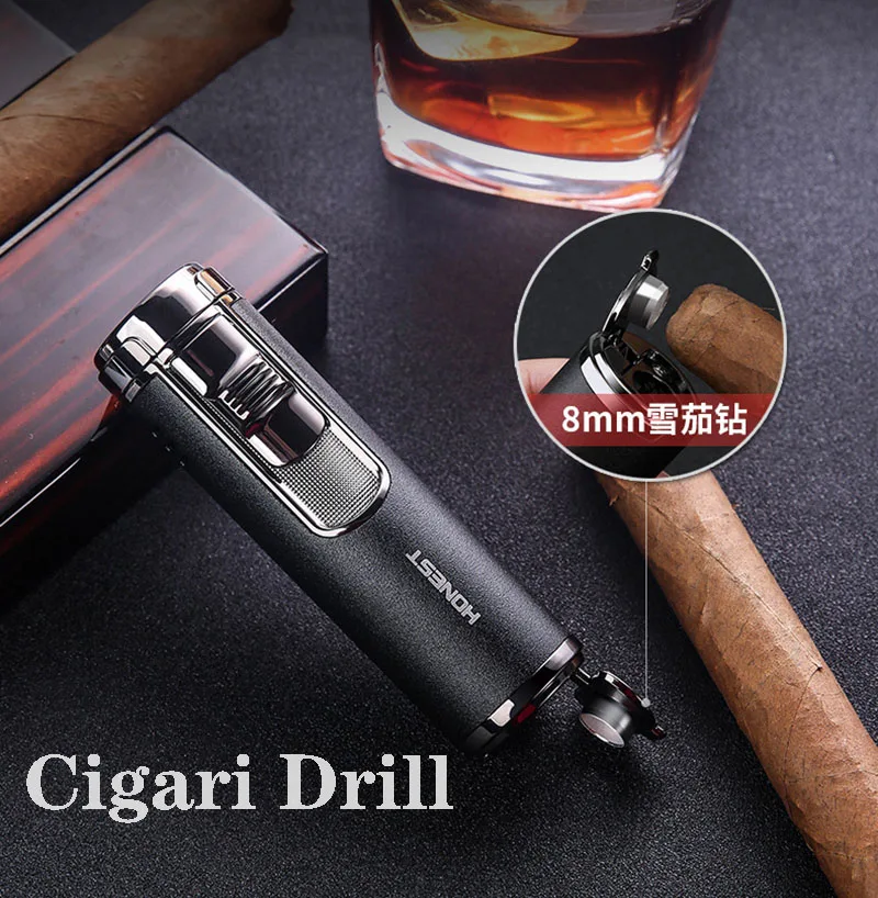 Honest 4 прямая синяя струйная зажигалка для сигар многофункциональный металл легче