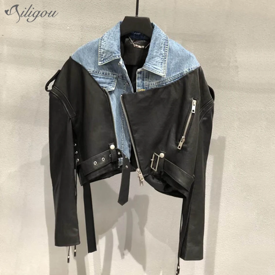 Летняя Новинка 2020 женское джинсовое модное роскошное короткое пальто Ailigou из