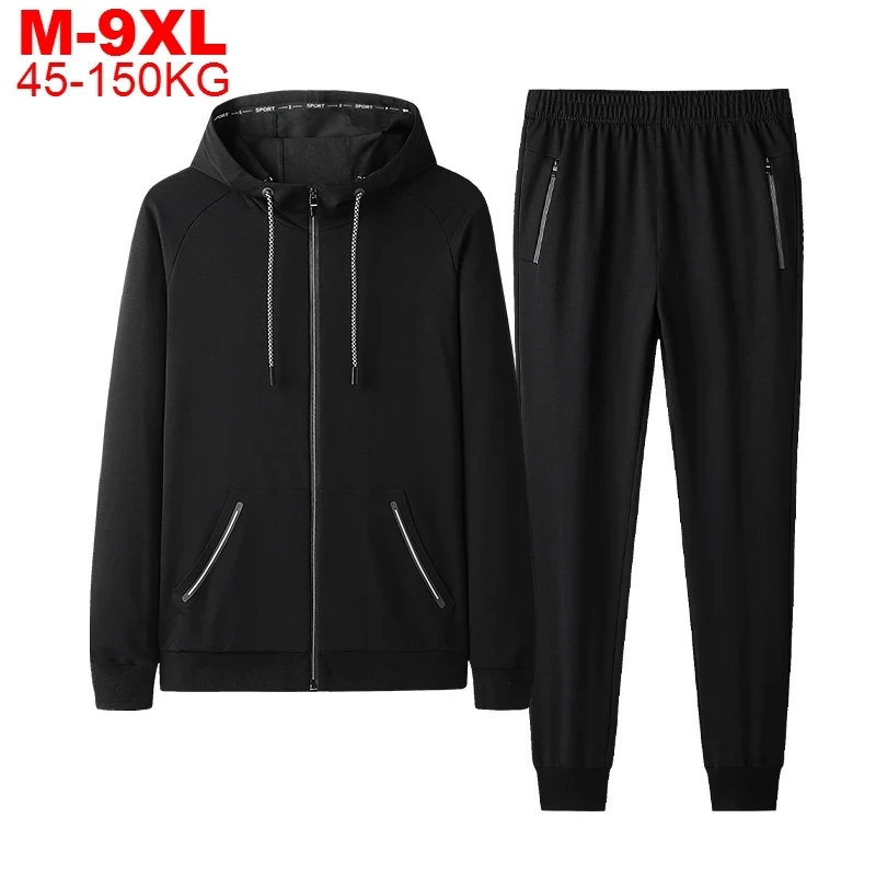 

Big Size 9xl Tracksuits Men Set Casual Thicken Hooded Jackets Pants Sweatshirt Sportswear Coats Hoodie Track Suits Male Suits