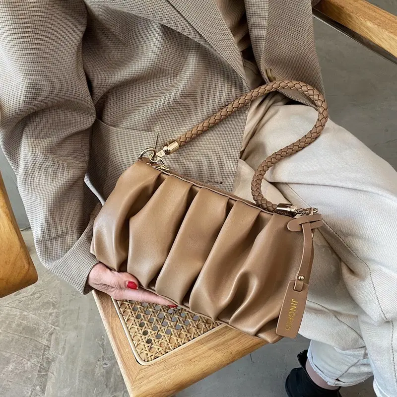 

Новая модная сумка-тоут с рюшами, женская сумка-Кроссбоди с верхней ручкой