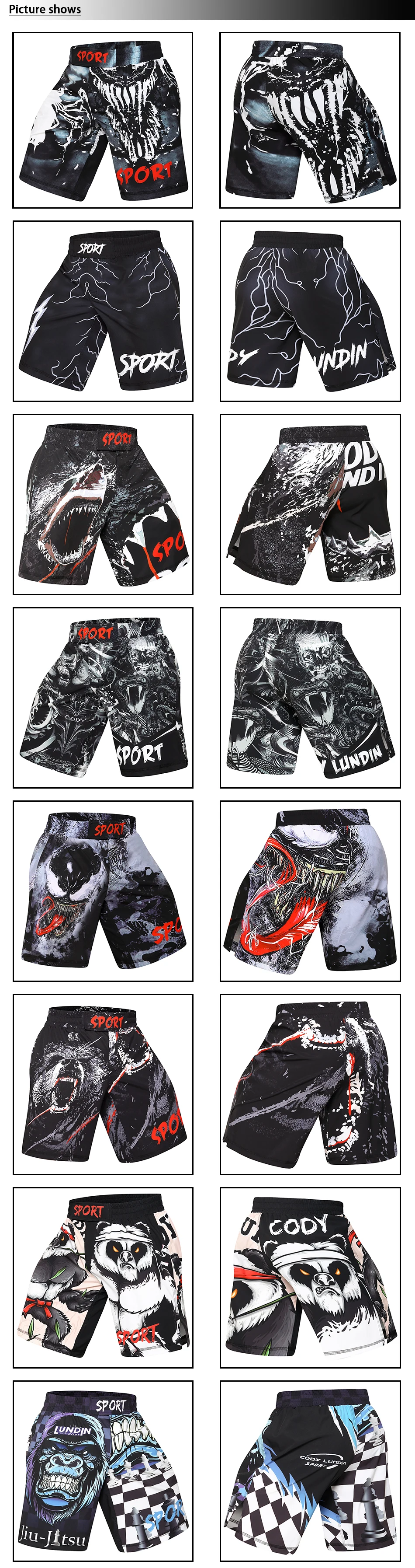 Новинка UFC BJJ MMA Fit Мужские шорты с принтом MMA 3D Fight Grappling Короткие полиэстер Kick гель Муай Тай шорты codylundin