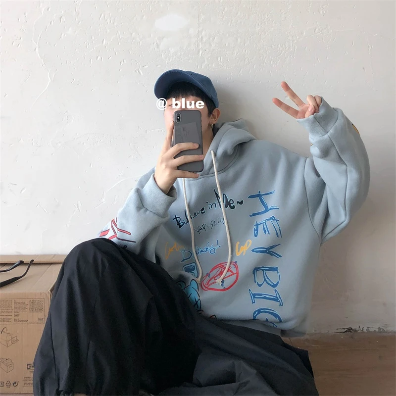 Модная толстовка с принтом граффити в стиле хип-хоп корейские толстовки большого
