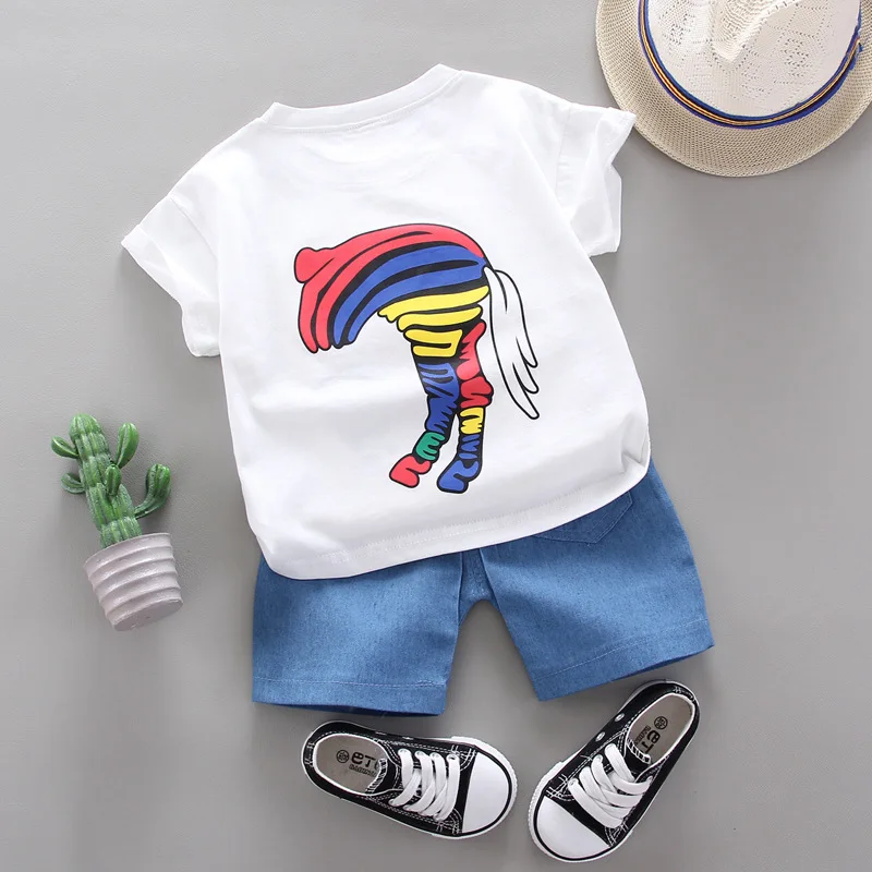 Комплект летней одежды для маленьких мальчиков и девочек футболка с радужным