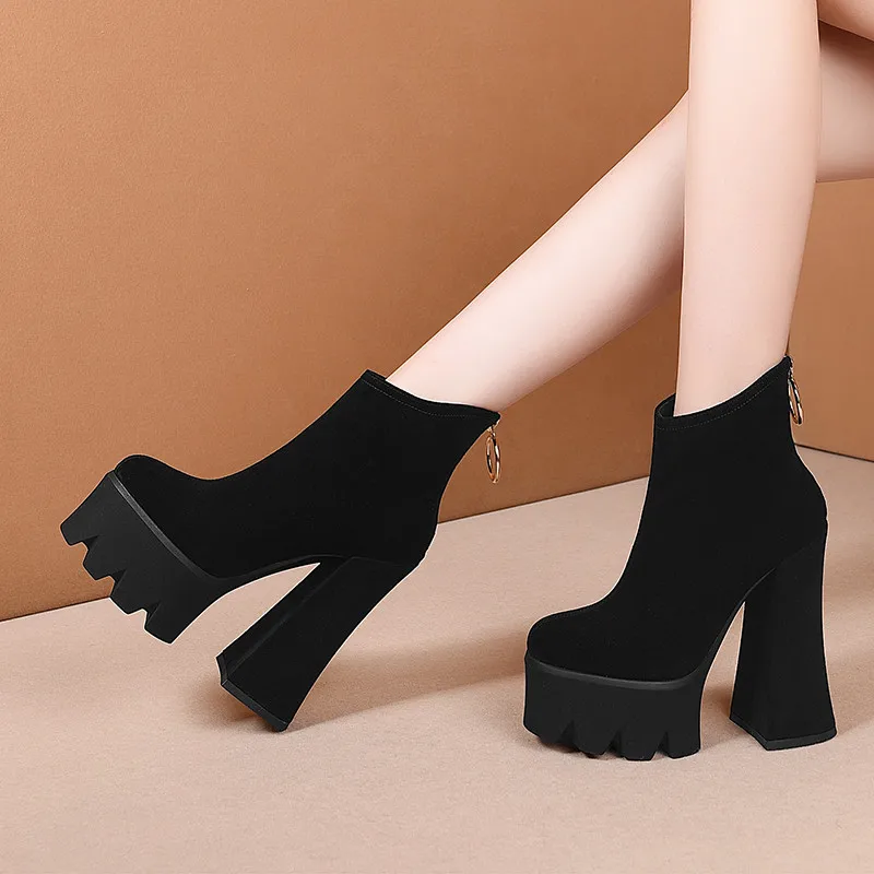 

FEDONAS Sexy Fashion Shoes Woman Top Quality Genuine Leather High Heels Boots For Women Back Zipper Night Clun Ankle Boots New
