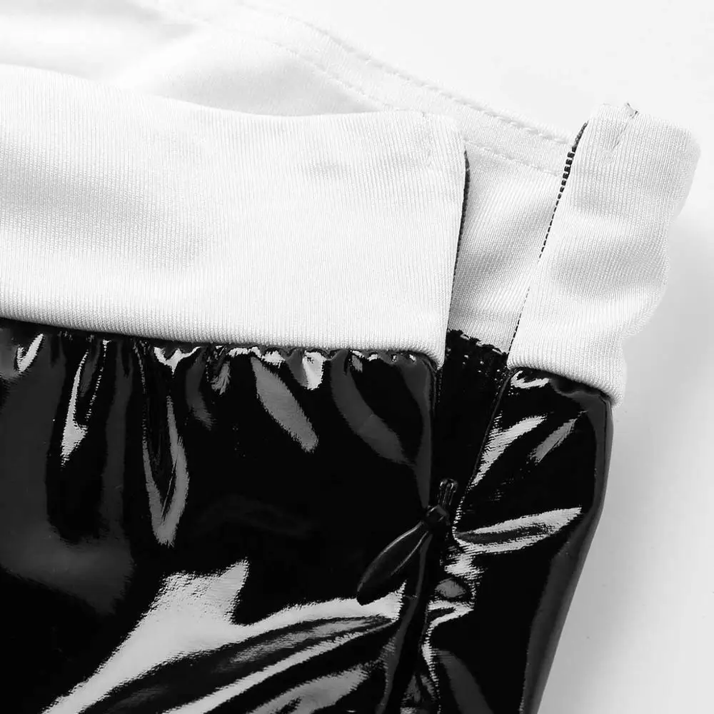 Женский костюм для косплея монашки кожаный кроп-топ Wetlook + мини-юбка головной убор