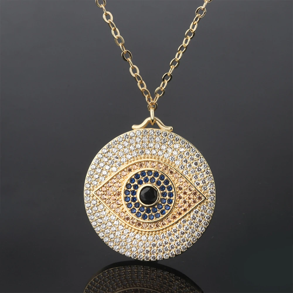 Модное ожерелье с подвеской голубой глаз роскошный дизайн длинная цепочка
