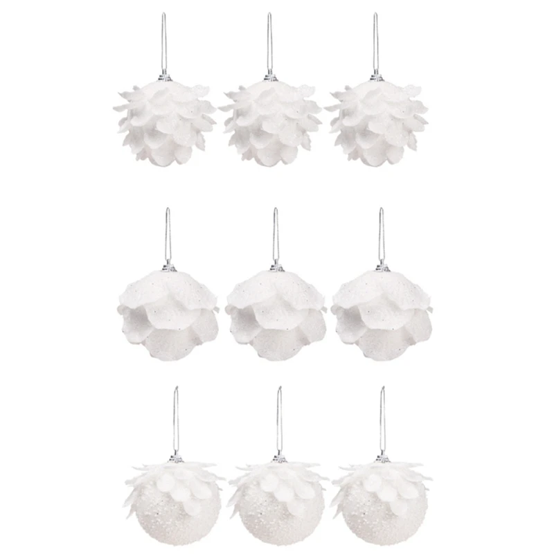 

New White Christmas Balls Xmas Tree Hanging Foam Amosphere Decorations Petals Party Holiday Wedding Ornaments