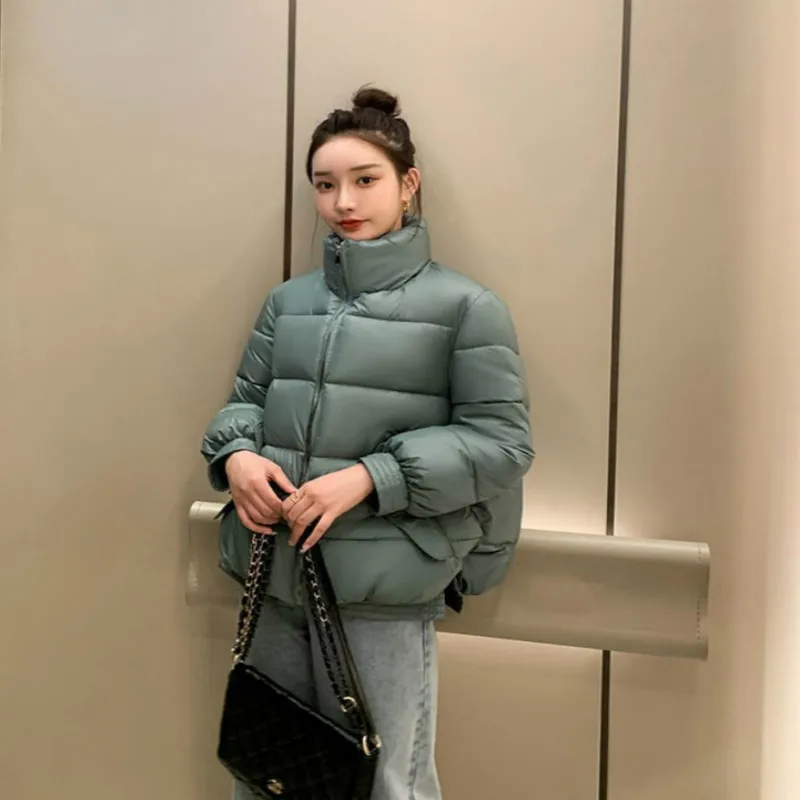 

Women 2021 New Autumn Winter Pocket Zipper Long Sleeve Solid Color Warm Loose Jacket Parkas Fashion Female Coat Plus Size Y5