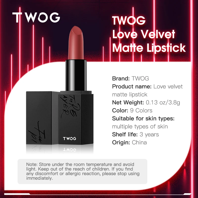 

Matte Lipstick 9 Colors Love Velvet Matte Lipstick Waterproof Long-Lasting Lip Stick Cosmetic Easy to Wear Matte Velvet Lipstick