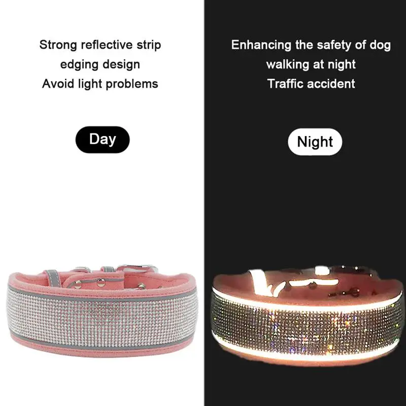 Домашние питомцы собаки ошейник для ночного жгут собака капот Bling Стразы Mutisize С