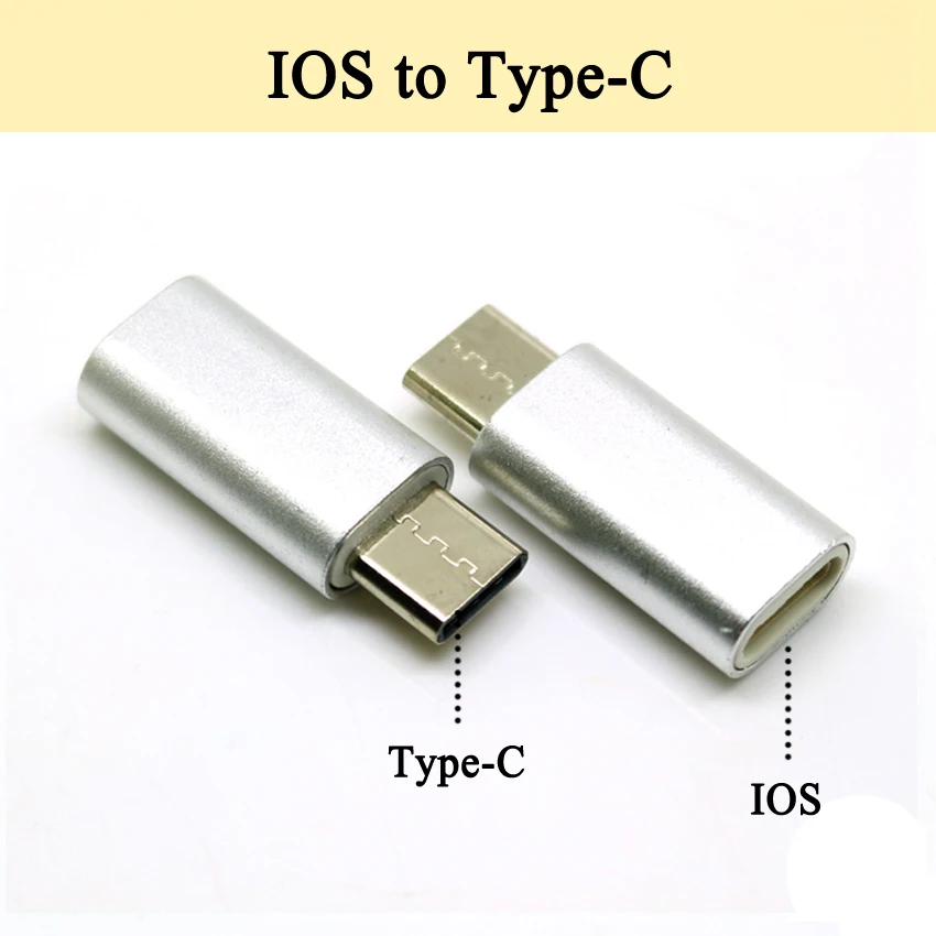 Type-C Silver 1 шт. для iPhone Micro usb type-C Мужской зарядный кабель из алюминиевого сплава конвертер зарядный разъем адаптер для телефона Android - Цвет: Type-C Silver